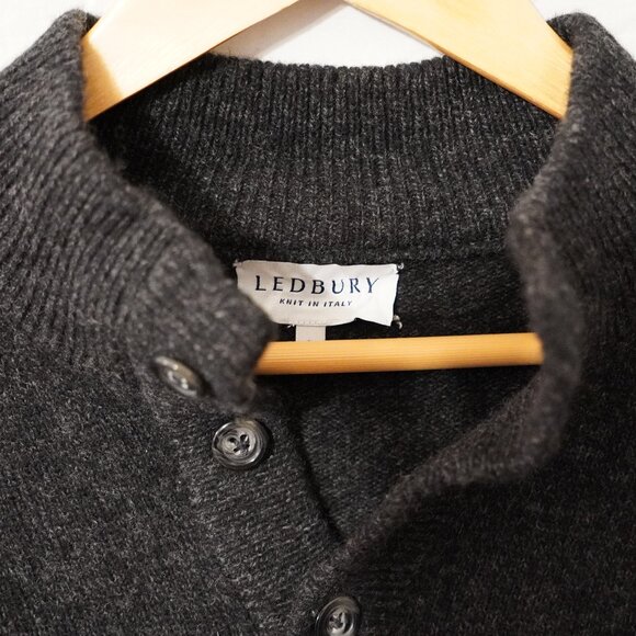 Ledbury Wool Sweater with Button Collar - XL - Black - Picture 1 of 4